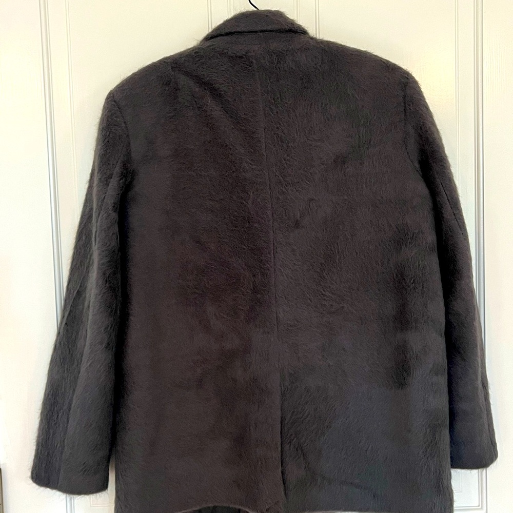 Zara Fuzzy Textured Gray Oversized Blazer Jacket - Picture 5 of 5